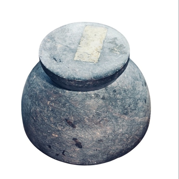 Mortal & Pestle Set Solid Natural Marble Brown 4" Made in India - Picture 4 of 7